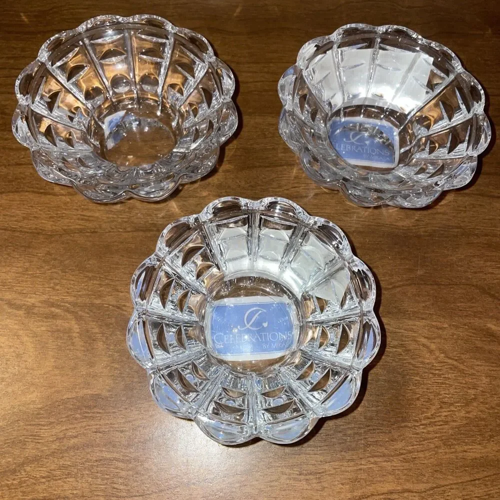 Mikasa Votive Candle Holders Celebrations Facets Collection Set Of 3 Open Box